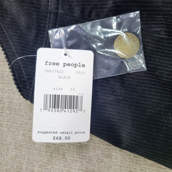 NWT Free People Canyonlands Jumper Womens 10 Black Corduroy Mini Pocket Casual - Picture 4 of 11